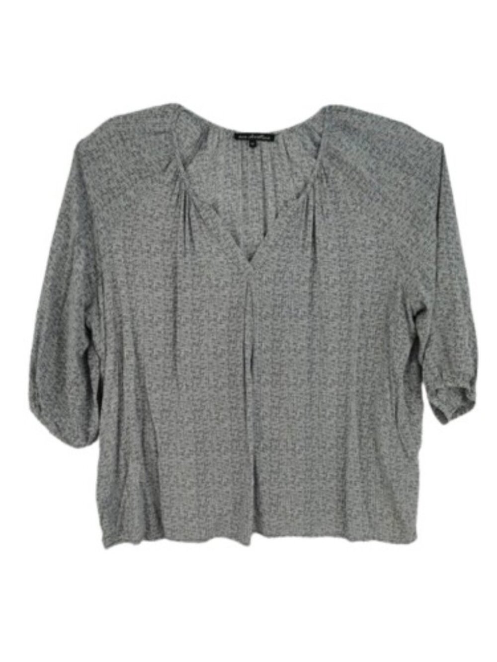 Ava Christine 3X Black White Geometric Pleated Boho Blouse